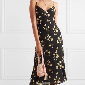 Reformation Dietrich Dress, Black Floral Size 0P XSP